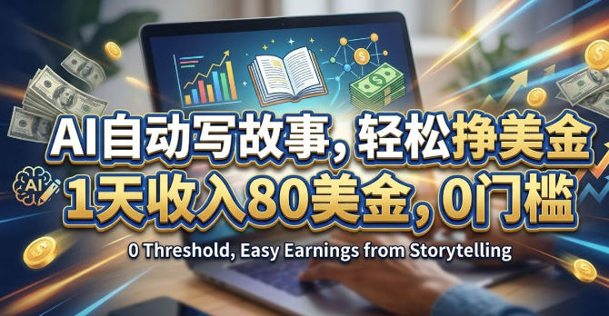 AI自动写故事，轻松挣美刀，1天收入80刀，0门槛-星鸦资源