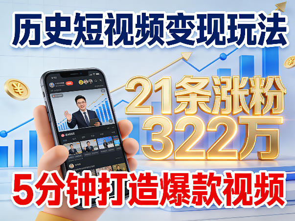 历史短视频变现玩法，不露脸出镜，5分钟打造爆款视频-星鸦资源