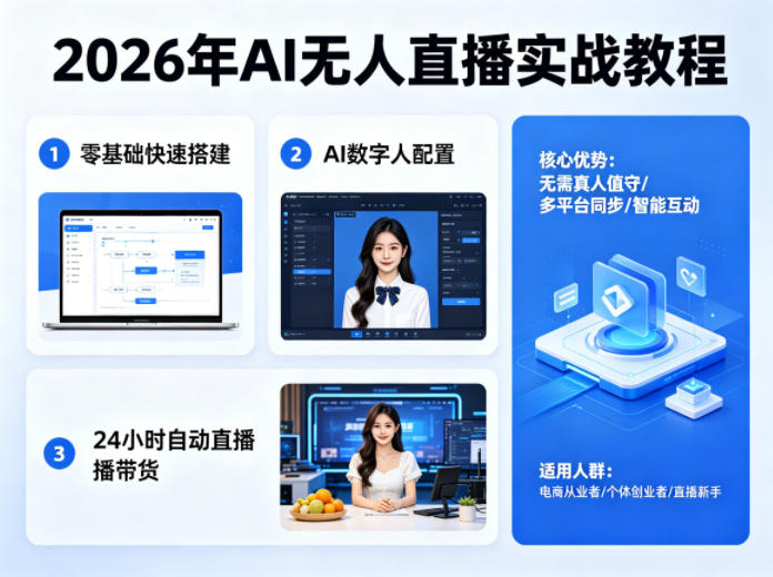 2026年AI无人直播实战教程，零基础也能快速搭建AI数字人无人直播间，实现24小时自动直播带货-星鸦资源