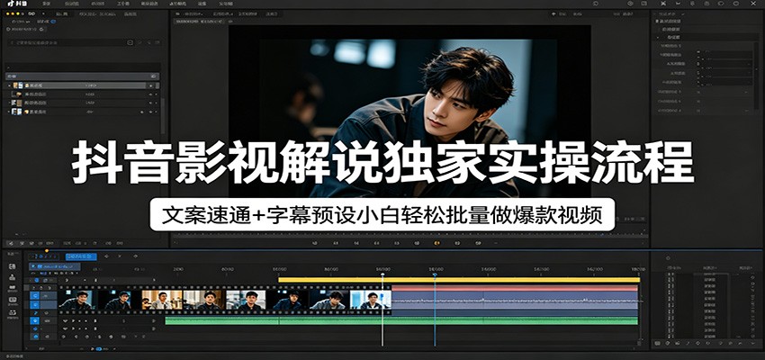 抖音影视解说独家实操流程，文案速通+字幕预设小白轻松批量做爆款视频-星鸦资源