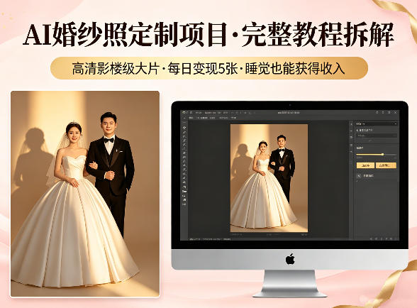 AI婚纱照定制项目，可生成高清影楼级大片，每日变现5张，睡觉也能获得收入【完整教程拆解】-星鸦资源