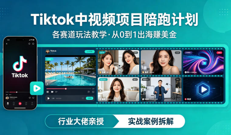 某大佬的Tiktok中视频项目陪跑，涵盖TK各个赛道玩法教学，从0到1出海賺美金-星鸦资源