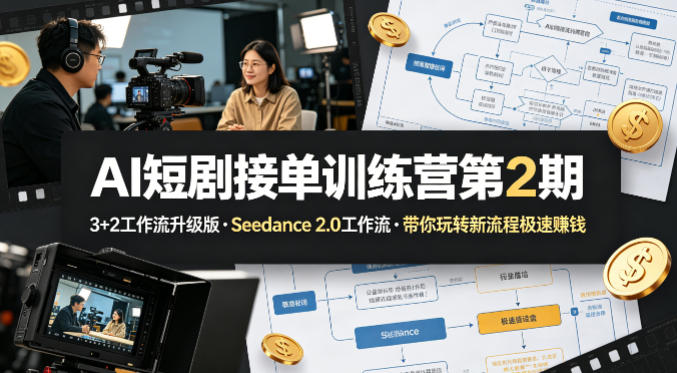 AI短剧接单训练营第2期，3+2工作流升级版，Seedance 2.0工作流，带你玩转新流程极速賺钱 AI漫剧实战训练营，3D商业真人AI短剧漫剧引爆2026，流量红利期已至，入场正当时-星鸦资源