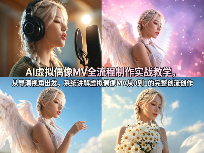AI虚拟偶像MV全流程制作实战教学，从导演视角出发，系统讲解虚拟偶像MV从0到1的完整创作流程-星鸦资源