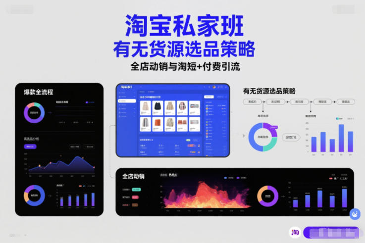 淘宝私家班，有无货源选品策略，高成功率爆款全流程打法，全店动销与淘短+付费引流（更新2026年4月18日）-星鸦资源