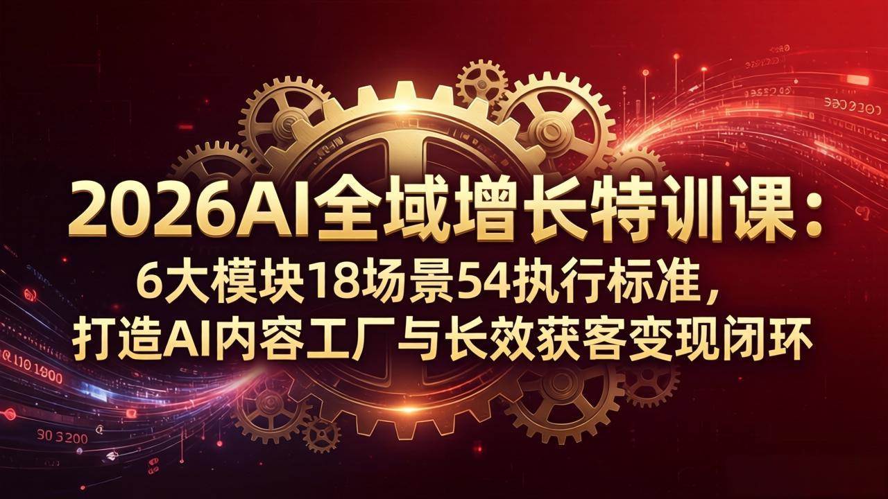 （18103期）2026AI全域增长特训课：6大模块18场景54执行标准，打造AI内容工厂与长效获客变现闭环-星鸦资源
