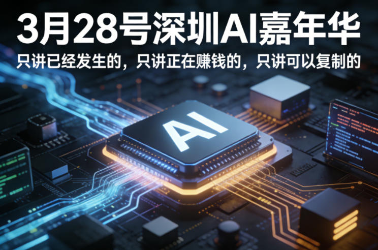 3月28号深圳AI嘉年华，只讲已经发生的，只讲正在賺钱的，只讲可以复制的-星鸦资源