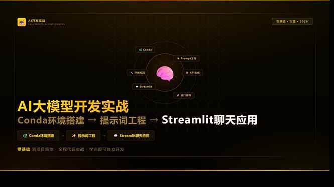 （17723期）AI大模型开发实战：Conda环境搭建→提示词工程→Streamlit聊天应用，零基础到项目落地-星鸦资源