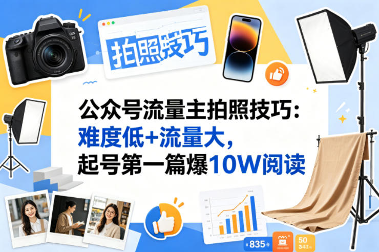 公众号流量主之拍照技巧赛道，难度低+流量大，起号第一篇就爆了10w阅读-星鸦资源