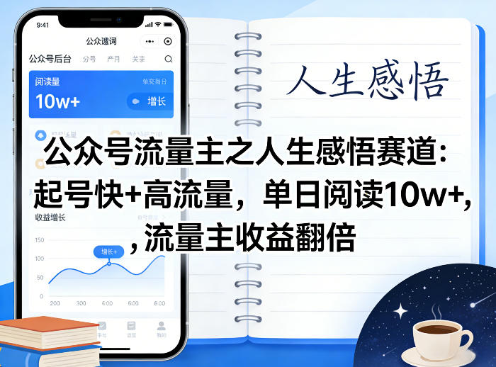 公众号流量主之人生感悟赛道，起号快+高流量，单日阅读10w+，流量主收益翻倍-星鸦资源