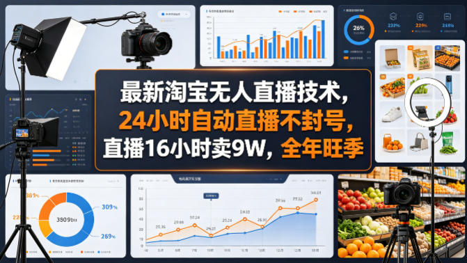 最新淘宝无人直播技术，24小时自动直播不封号，直播16小时卖9W，全年旺季【揭秘】-星鸦资源