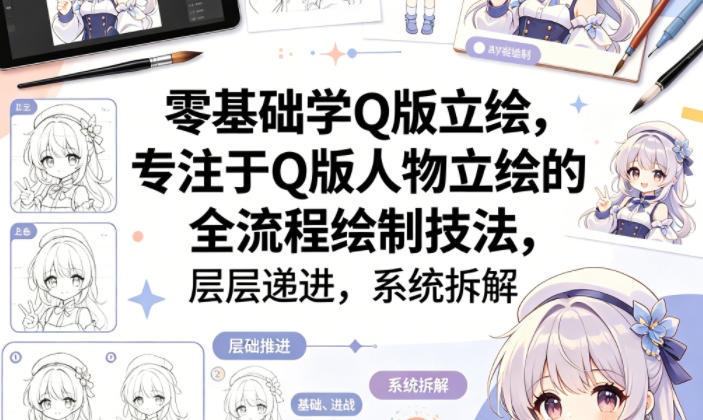 零基础学Q版立绘，专注于Q版人物立绘的全流程绘制技法，层层递进，系统拆解-星鸦资源