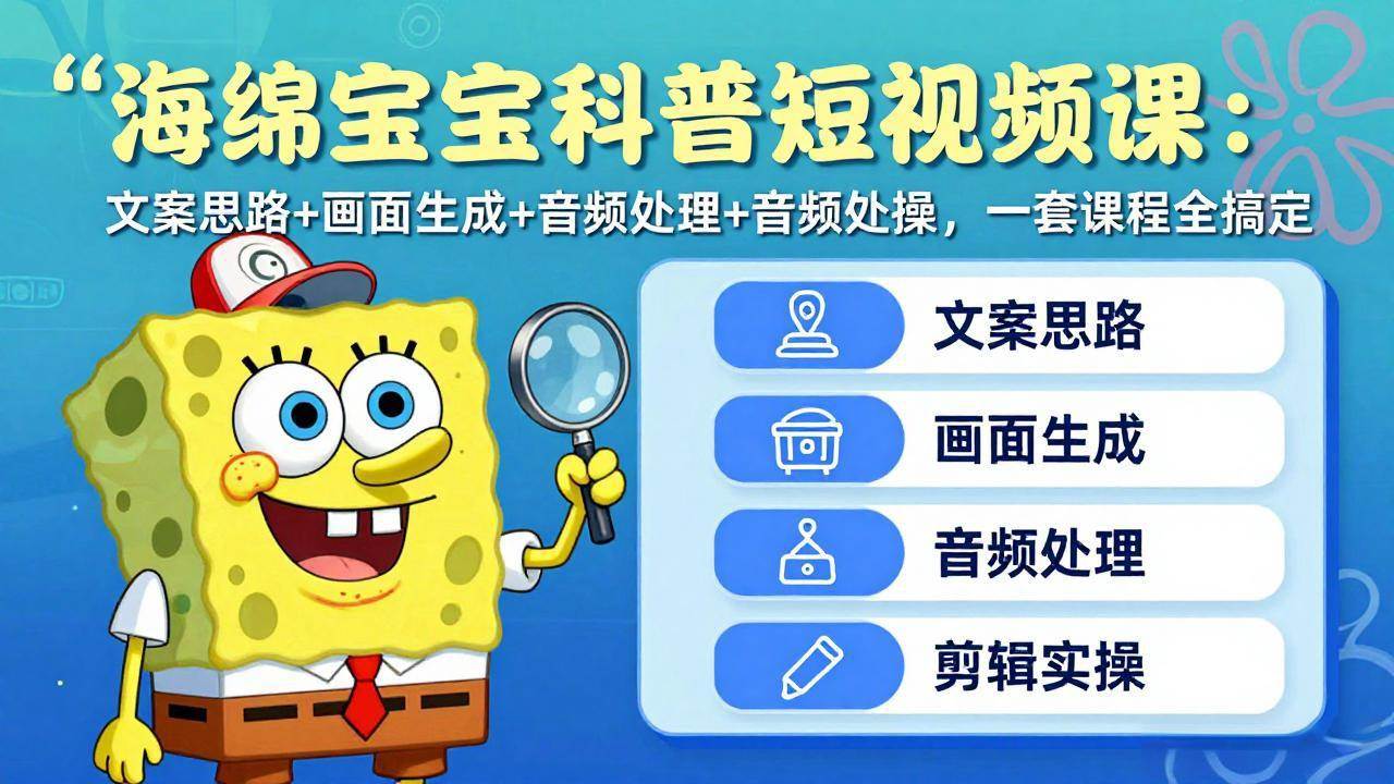 （17756期）海绵宝宝科普短视频课：文案思路+画面生成+音频处理+剪辑实操，一套课程全搞定-星鸦资源