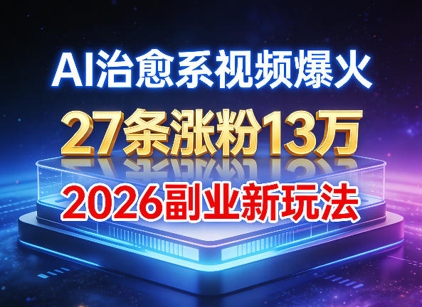 AI治愈系视频爆火，27条涨粉13W，2026新手副业新玩法-星鸦资源