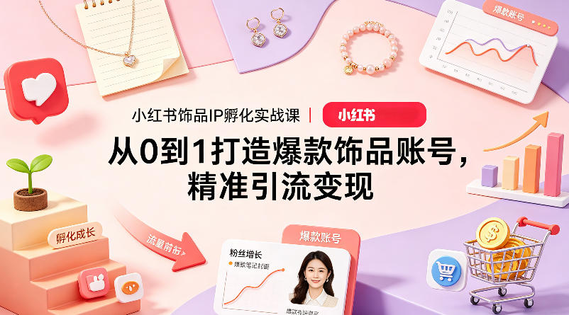 小红书饰品IP孵化实战课｜从0到1打造爆款饰品账号，精准引流变现-星鸦资源