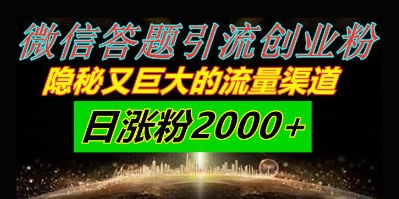 微信答题引流创业粉，隐秘又巨大的流量渠道一小时引流200人，日涨粉2000+-星鸦资源