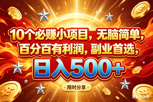 （18092期）10个必赚小项目，百分百赚米，无脑简单，副业首选，日入499+-星鸦资源