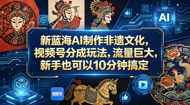 新蓝海AI制作非遗文化，视频号分成玩法，流量巨大，新手也可以10分钟搞定-星鸦资源