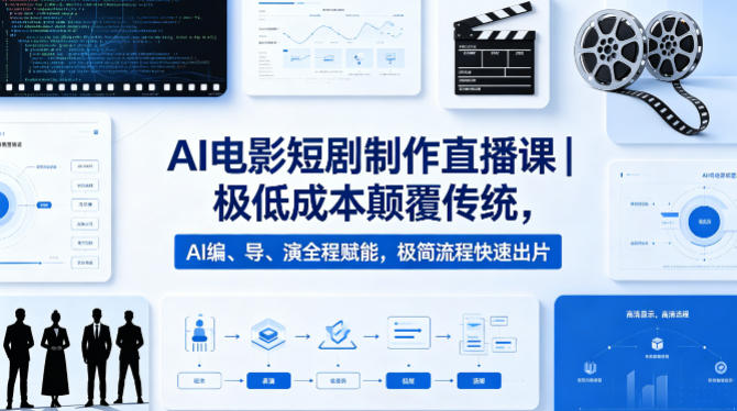 AI电影短剧制作直播课｜极低成本颠覆传统，AI编、导、演全程赋能，极简流程快速出片-星鸦资源
