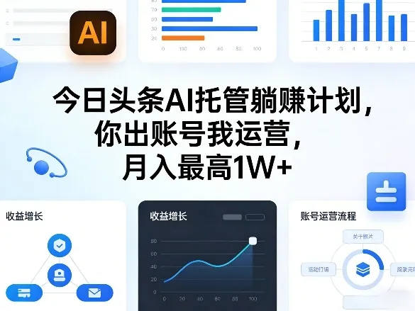 今日头条AI托管躺賺计划，你出账号我运营，月入最高1W+