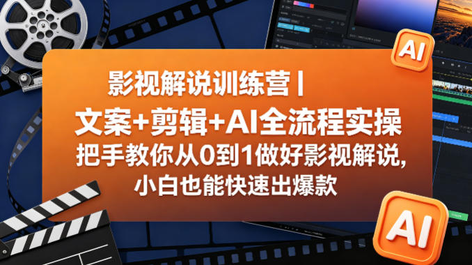影视解说训练营｜文案+剪辑+AI全流程实操，把手教你从0到1做好影视解说，小白也能快速出爆款-星鸦资源
