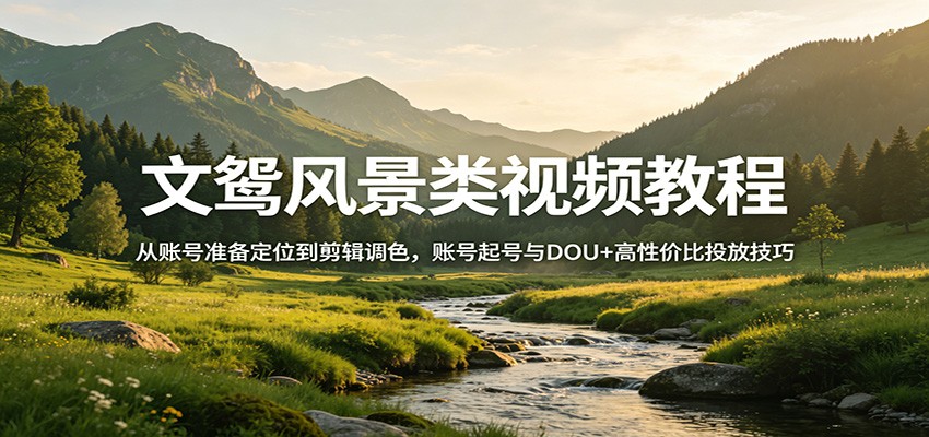 风景视频创作教程：从账号准备定位到剪辑调色，账号起号与DOU+高性价比投放技巧-星鸦资源