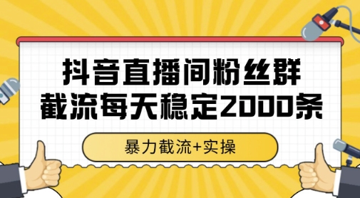 抖音直播间粉丝群暴力截流，一台电脑每天稳定2000条数据，暴力截流+实操 【揭秘】-星鸦资源