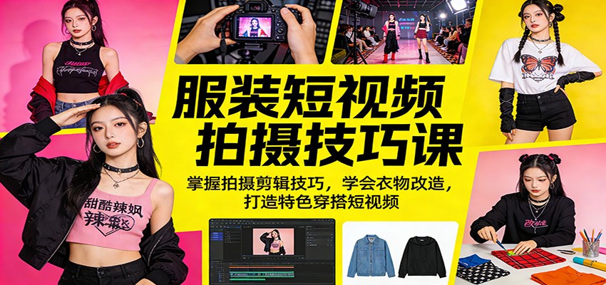 服装短视频拍摄技巧课：掌握拍摄剪辑技巧，学会衣物改造，打造特色穿搭短视频-星鸦资源