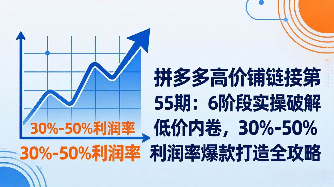 （17698期）拼多多高价铺链接第55期：6阶段实操破解低价内卷，30%-50%利润率爆款打造全攻略-星鸦资源