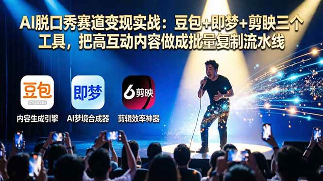 （17990期）AI脱口秀赛道变现实战：豆包+即梦+剪映三个工具，把高互动内容做成批量复制流水线-星鸦资源