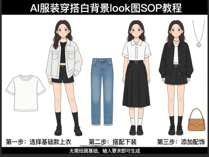AI服装穿搭白背景look图SOP教程,不用会画画,提几句具体要求,AI就能还你一个奇迹-星鸦资源