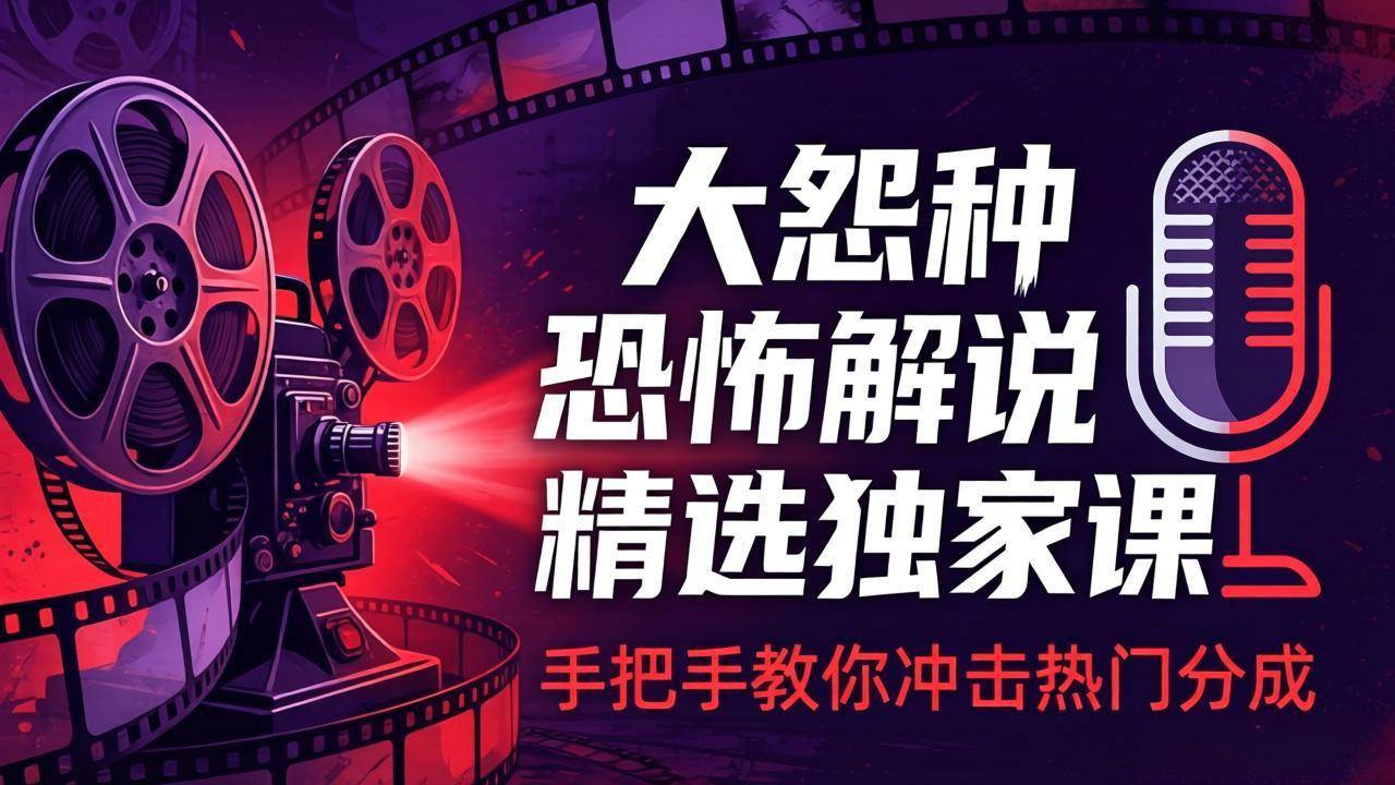 （17920期）大怨种恐怖解说精选独家课：电影下载+文案配音+片头封面，手把手教你冲击热门分成-星鸦资源