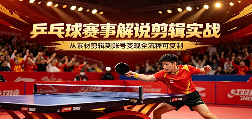 乒乓球赛事解说剪辑实战，从素材剪辑到账号变现全流程可复制-星鸦资源