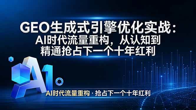 （17708期）GEO 生成式引擎优化实战：AI时代流量重构，从认知到精通抢占下一个十年红利-星鸦资源