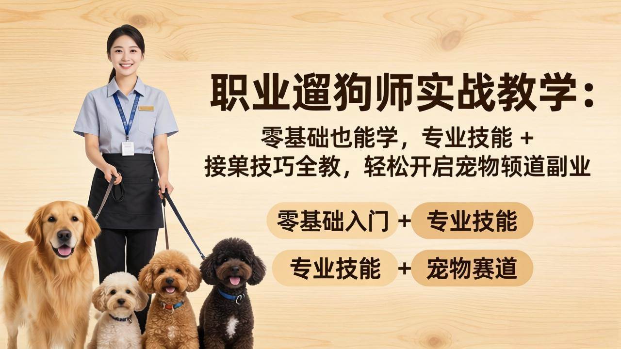 （18115期）职业遛狗师实战教学：零基础也能学，专业技能 + 接单技巧全教，轻松开启宠物赛道副业-星鸦资源