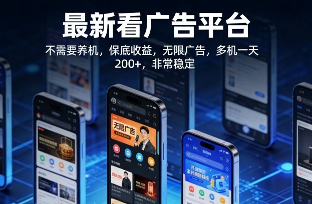 最新看广告平台，不需要养机，保底收益，无限广告，多机一天200+，非常稳定【揭秘】-星鸦资源