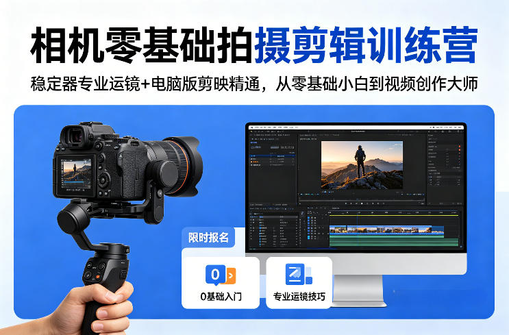 相机零基础拍摄剪辑训练营：稳定器专业运镜+电脑版剪映精通，从零基础小白到视频创作大师-星鸦资源