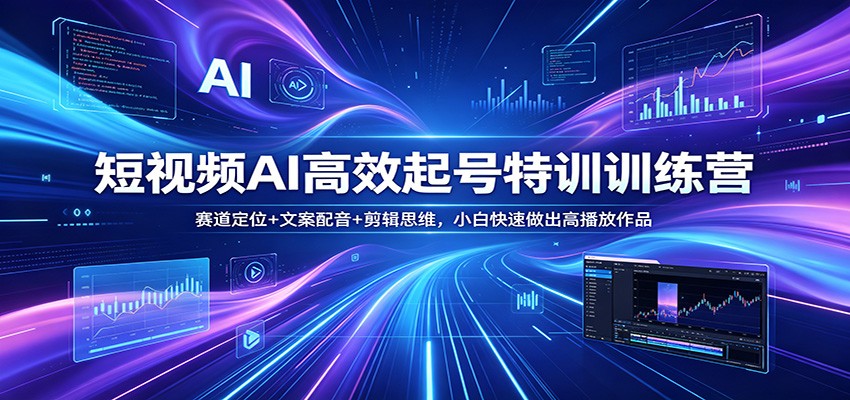 短视频AI高效起号特训训练营：赛道定位+文案配音+剪辑思维，小白快速做出高播放作品-星鸦资源