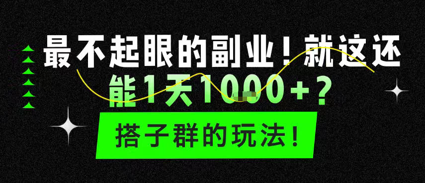 最不起眼的副业！就这还能1天1k+？搭子群的玩法！-星鸦资源
