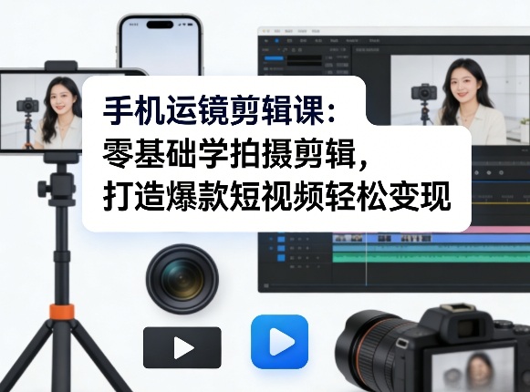 手机运镜剪辑课：零基础学拍摄剪辑，打造爆款短视频轻松变现-星鸦资源