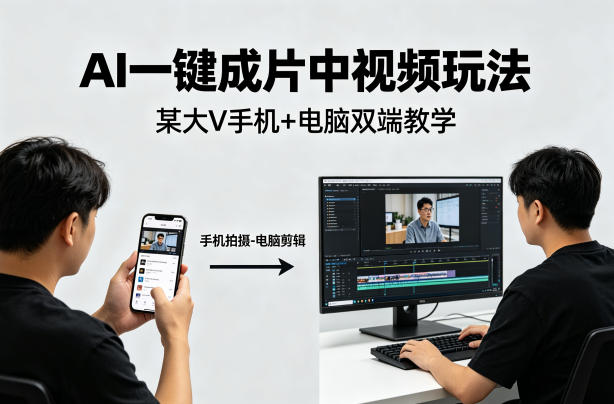 AI一键成片中视频玩法，某大V中视频教学（手机+电脑）-星鸦资源