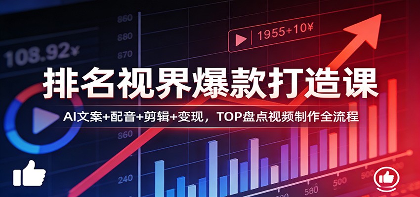 排名视界爆款打造课：AI文案+配音+剪辑+变现，TOP盘点视频制作全流程-星鸦资源