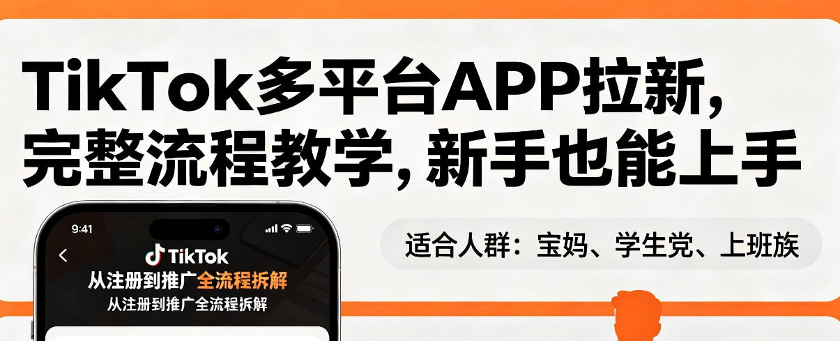 TikTok多平台APP拉新,完整流程教学,新手也能上手,轻松出海搞美金