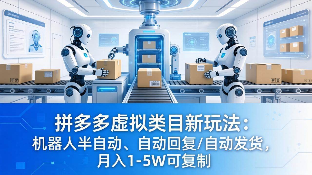 （18038期）拼多多虚拟类目新玩法：机器人半自动、自动回复 /自动发货，月入 1-5W 可复制-星鸦资源
