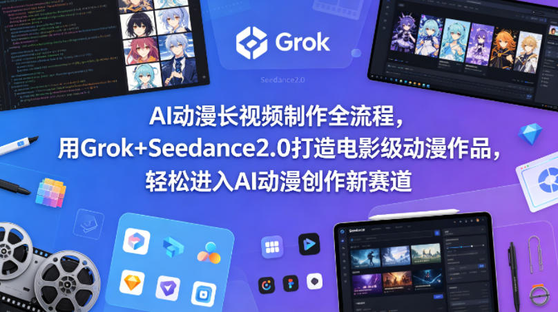 AI动漫长视频制作全流程，用Grok+Seedance2.0打造电影级动漫作品，轻松进入AI动漫创作新赛道-星鸦资源